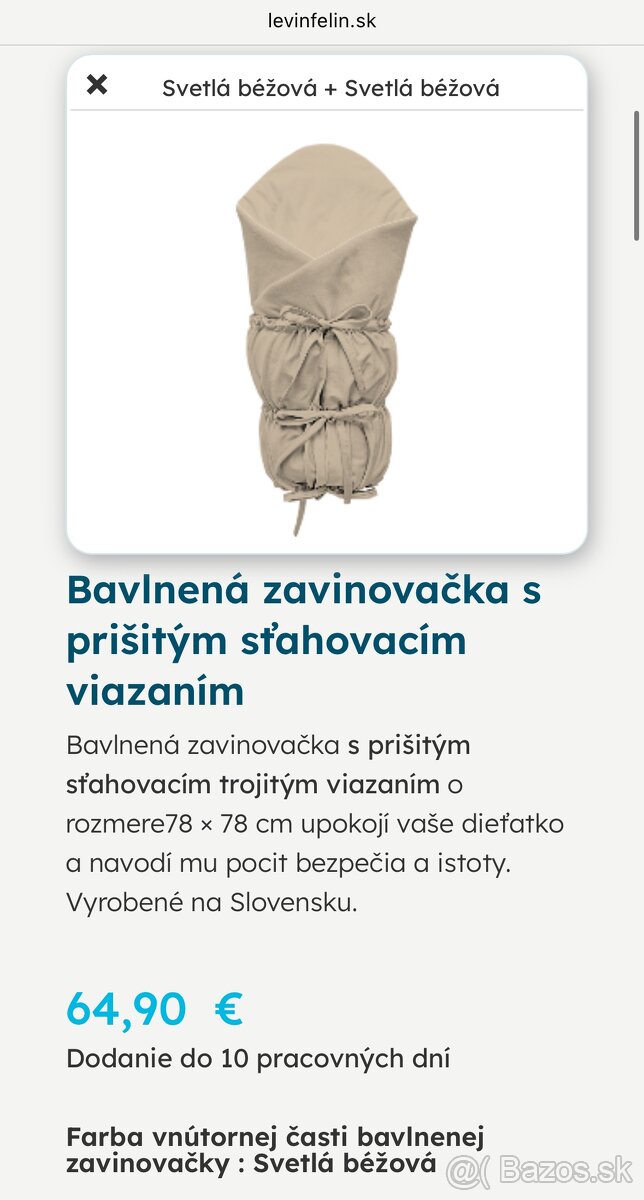 Levin Felin Bavlnená zavinovačka