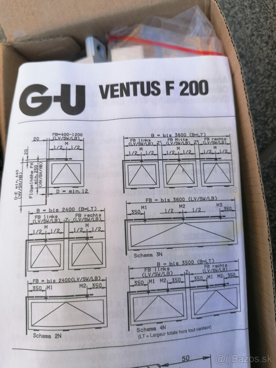 Darujem 2 systémy na otváranie nadsvetlíkov G-U Ventus200