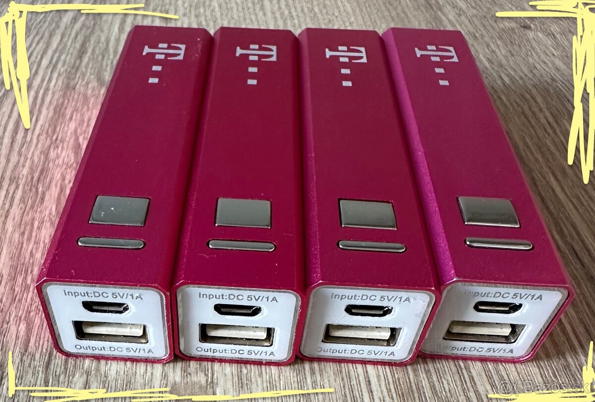 4x TELEKOM Power Bank kapacita 2600 mA