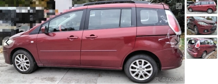 Mazda 5 2.0 Diesel 2007 predám DVERE, MOTOR RF, PREVODOVKA a