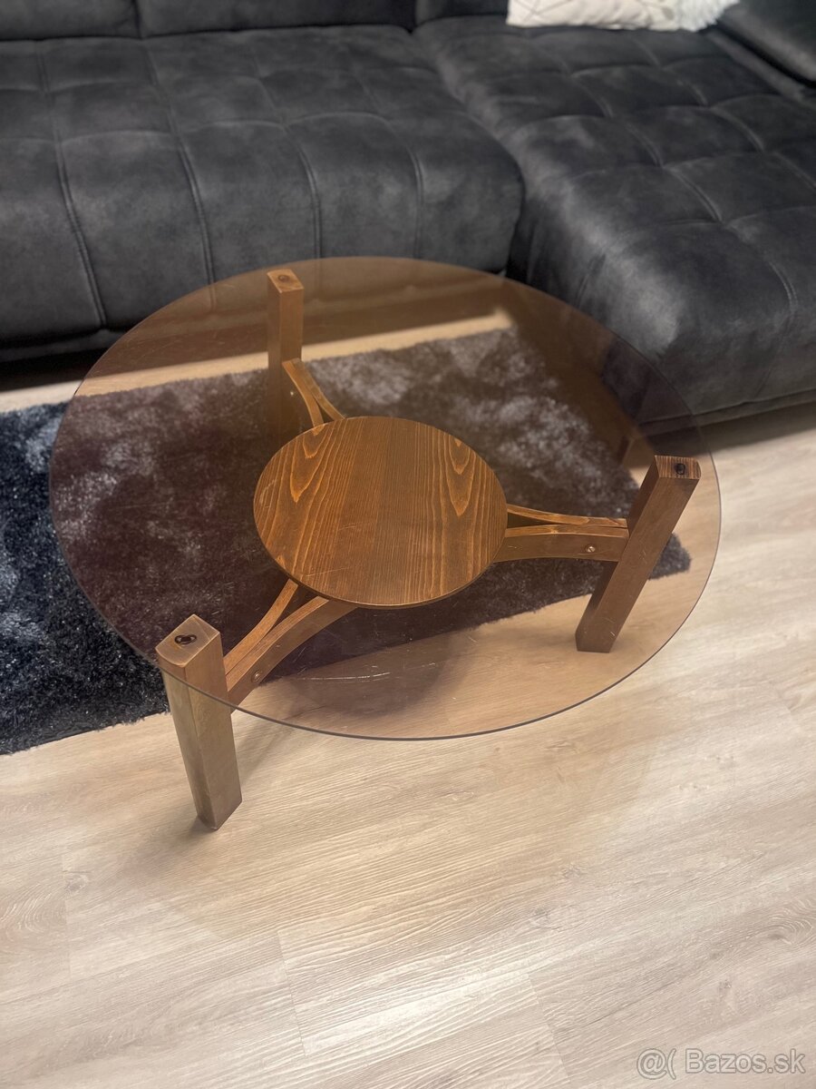 Konferenčný stolík tmavohnedý 90cm priemer