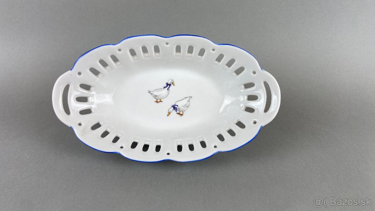 Košík husi prerezávaný Moritz Zdekauer český porcelán