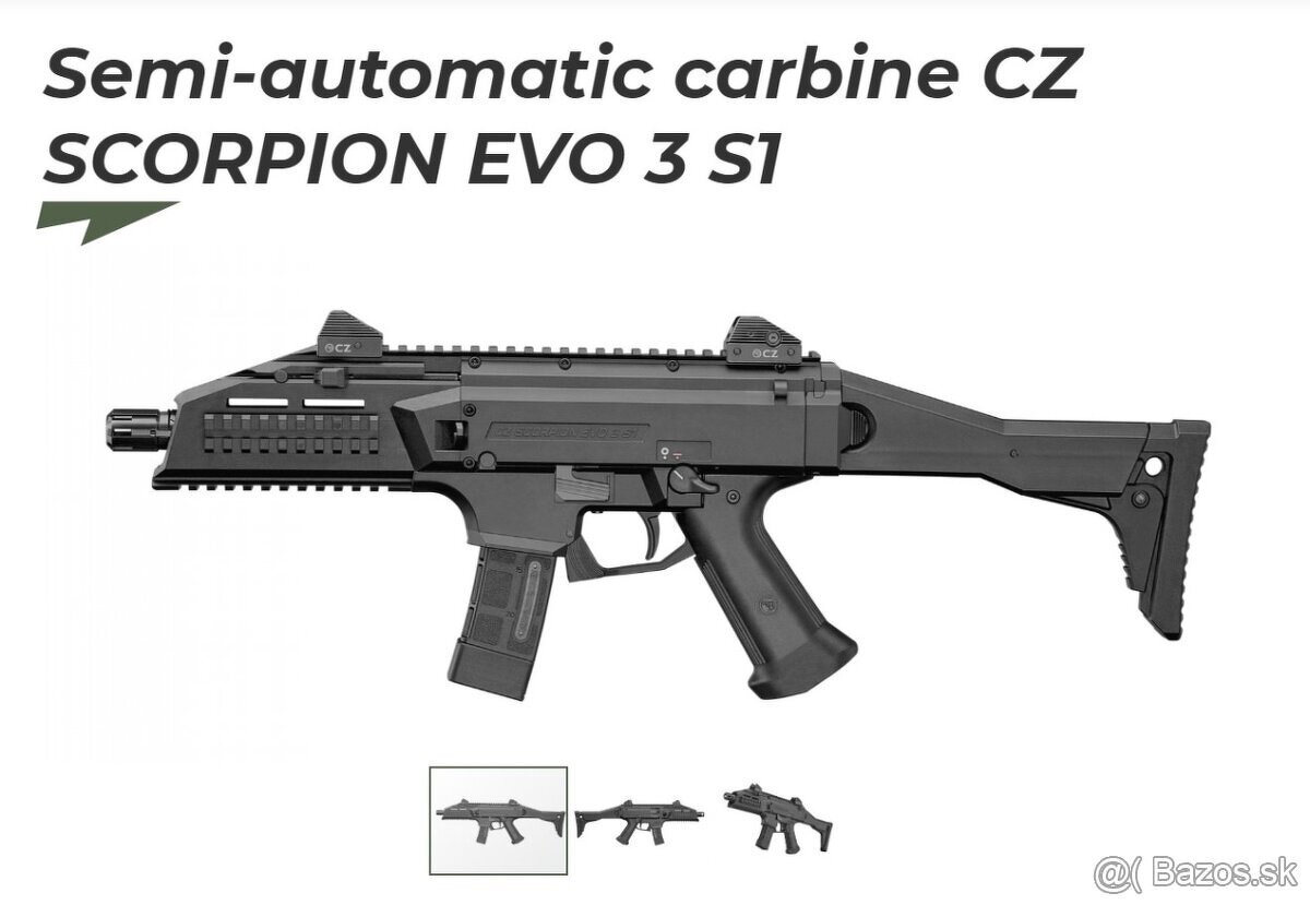 CZ SCORPION EVO 3 S1 + Tlmič hluku, Kaliber = 9mm
