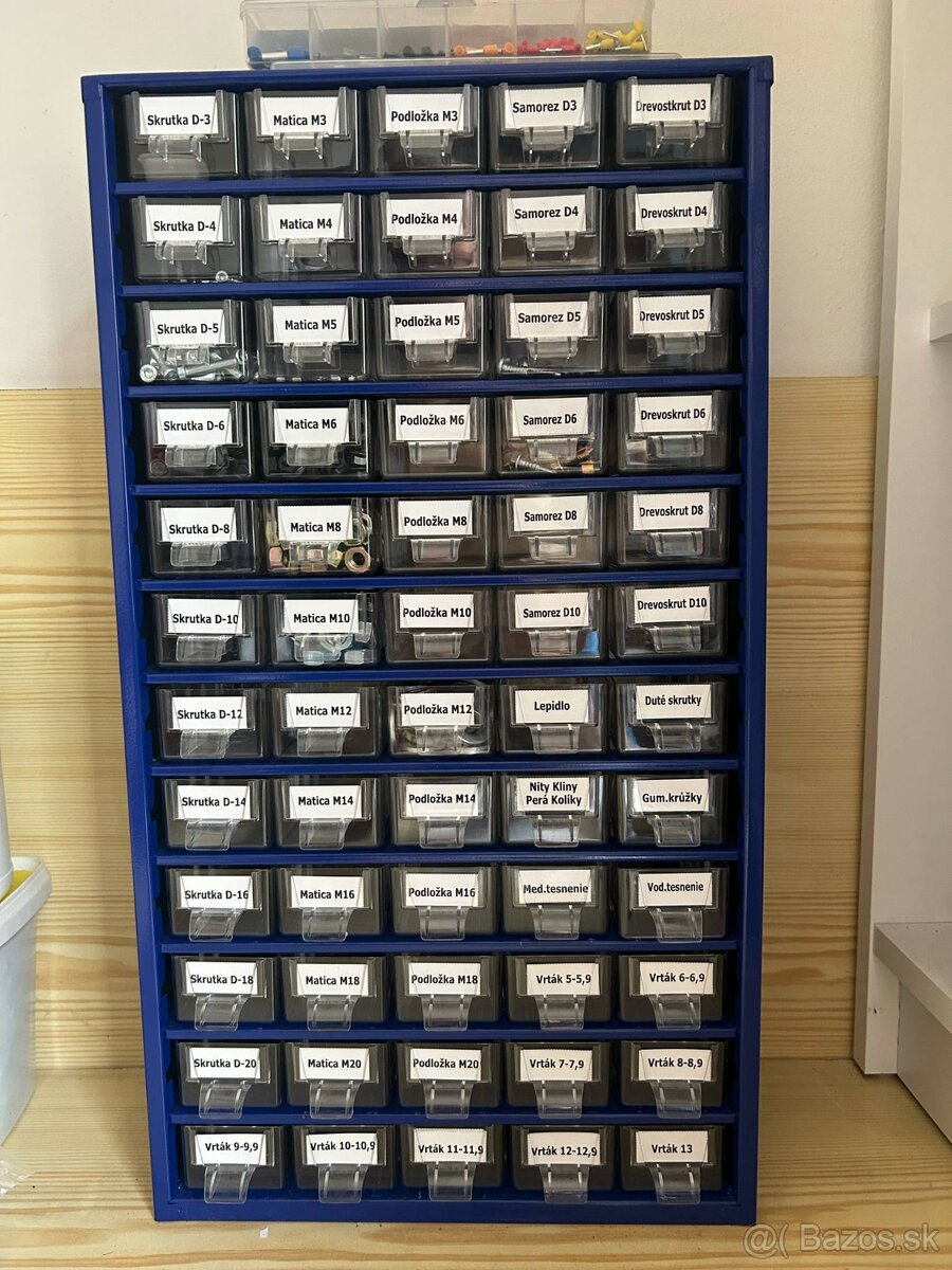 Štítky na zásuvky organizérov