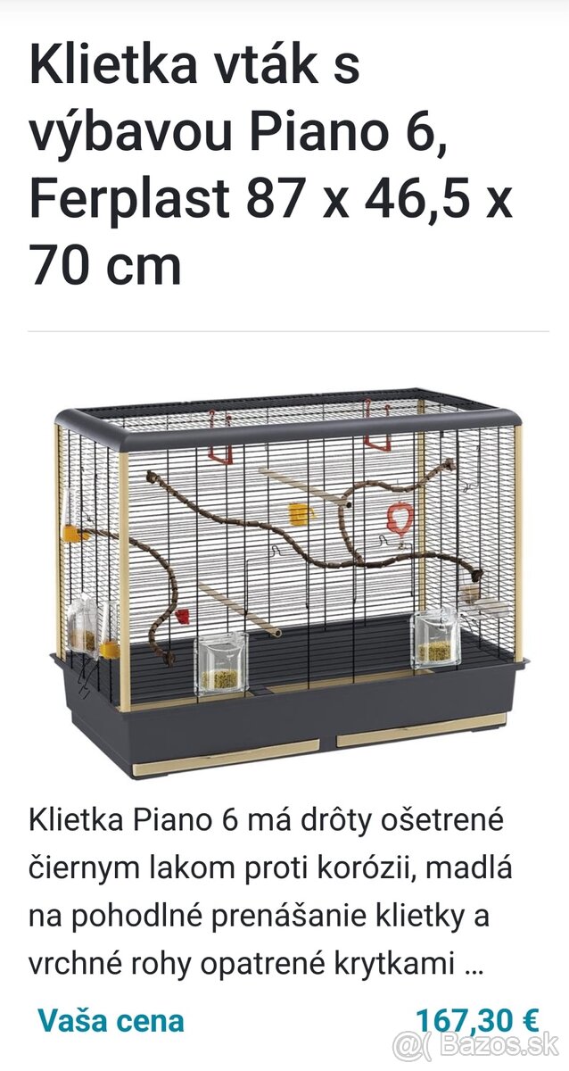 Klietka pre vtákov 87x46,5x70cm