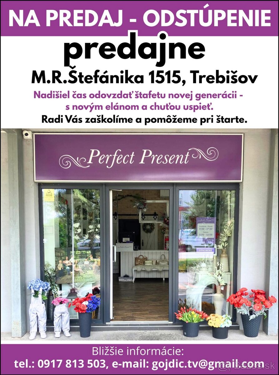 Predám zabehnutú predajňu darčekov v Trebišove
