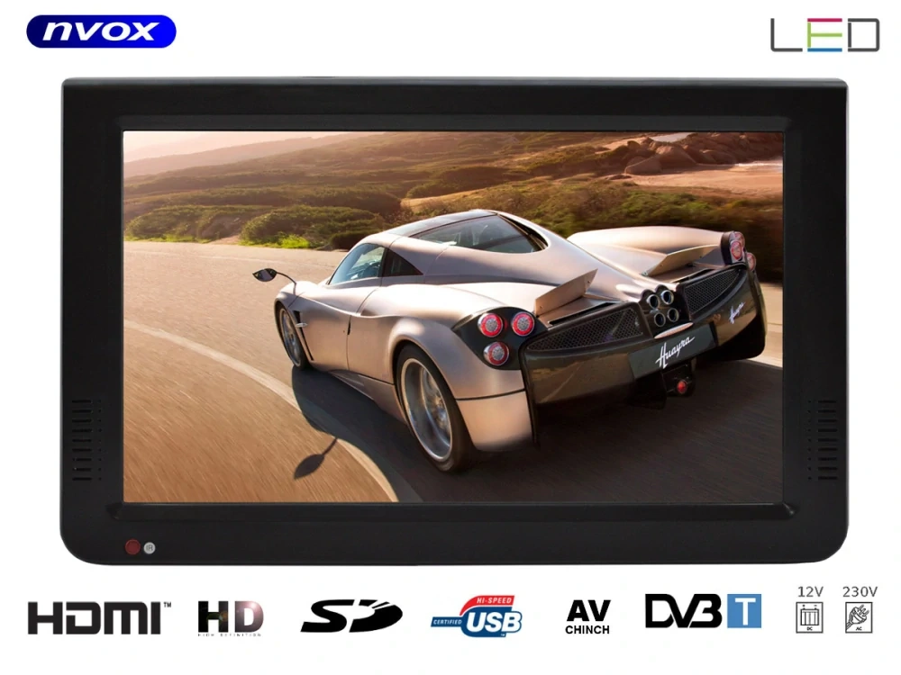 NVOX DVB10T Prenosný Televízor 12V/24V/220V