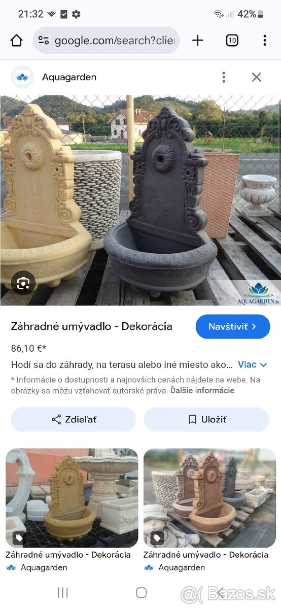 Betonove umyvadlo záhradné