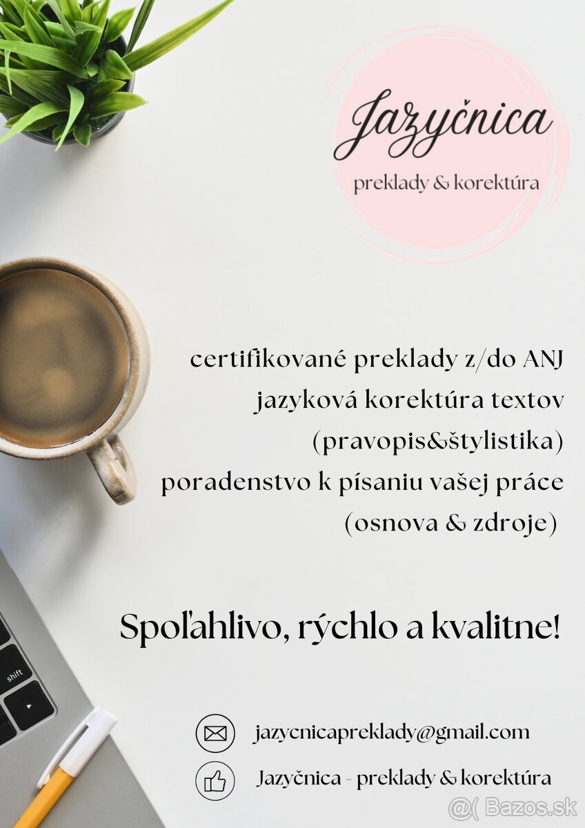 PREKLAD z/do ANJ, JAZYKOVÁ KOREKCIA a FORMÁLNA ÚPRAVA textov