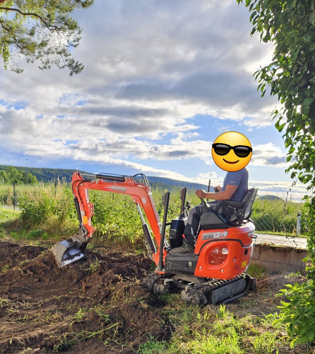 Výkopové, zemné práce s minibagrom, frézovanie