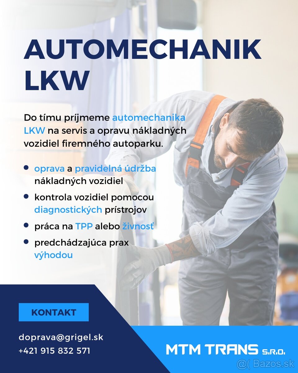 Automechanik nákladných vozidiel NÁSTUP IHNEĎ