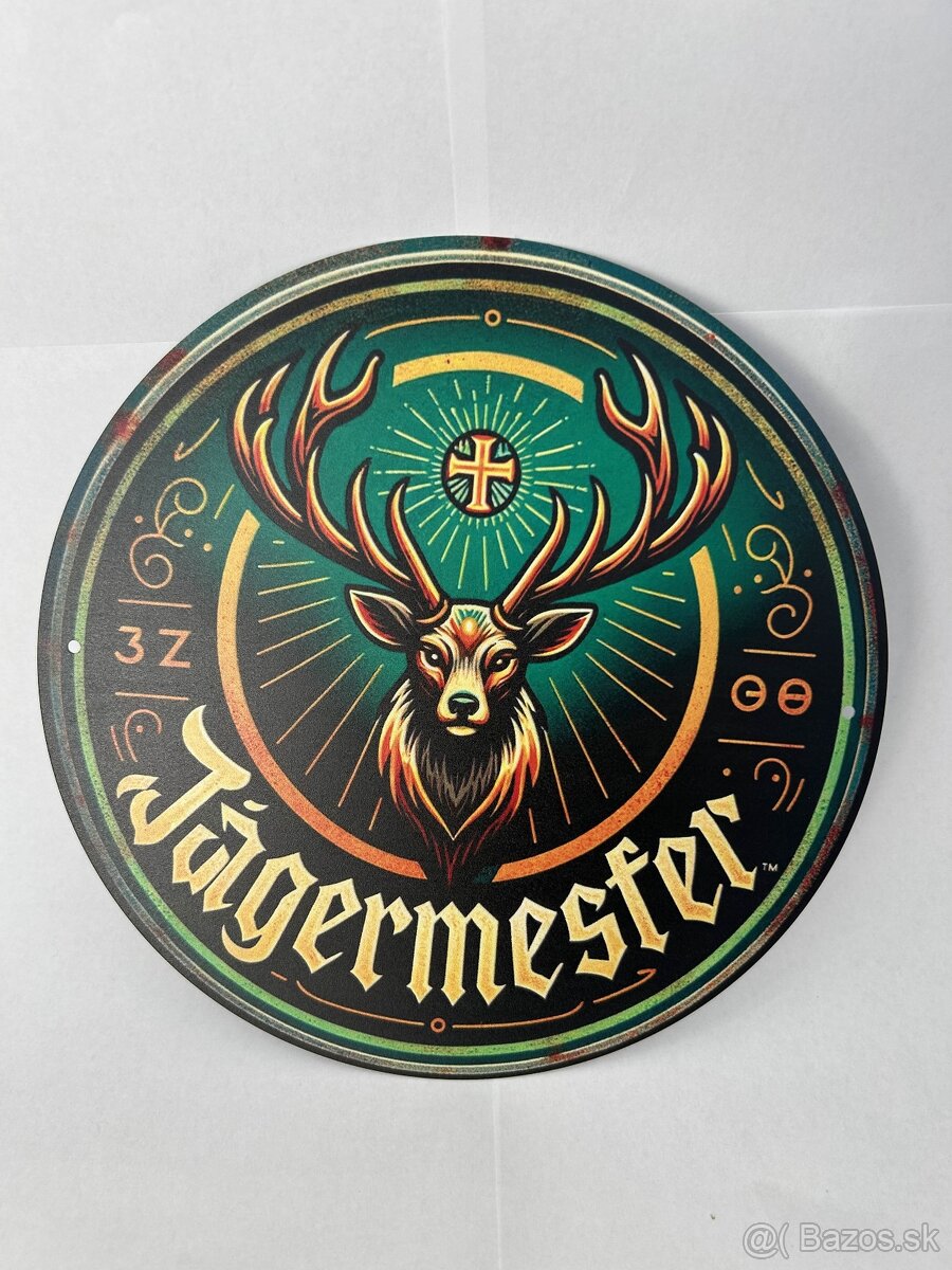 Plechová ceduľka do garáže okrúhla - Jägermeister
