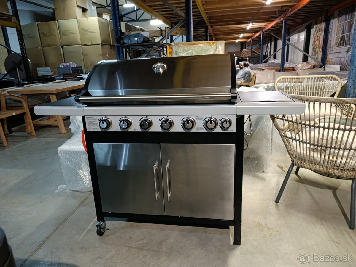 6+1 horákový nerezový plynový gril