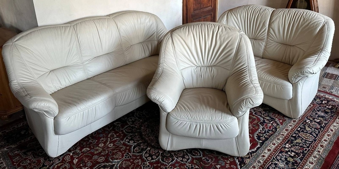 Luxusní kožená sedací souprava 3+2+1, 4383