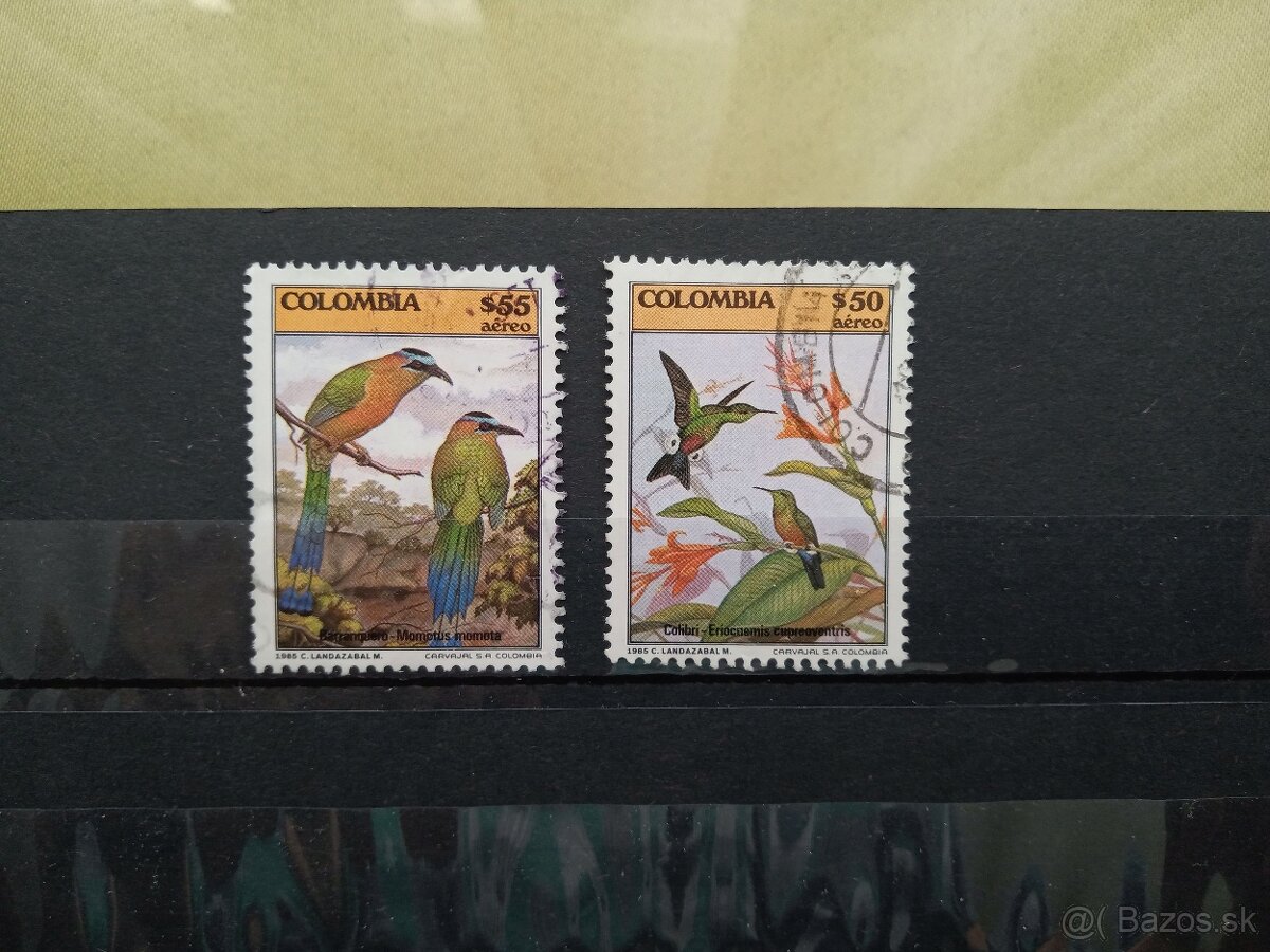 Poštové známky č.974 - Kolumbia - vtáci