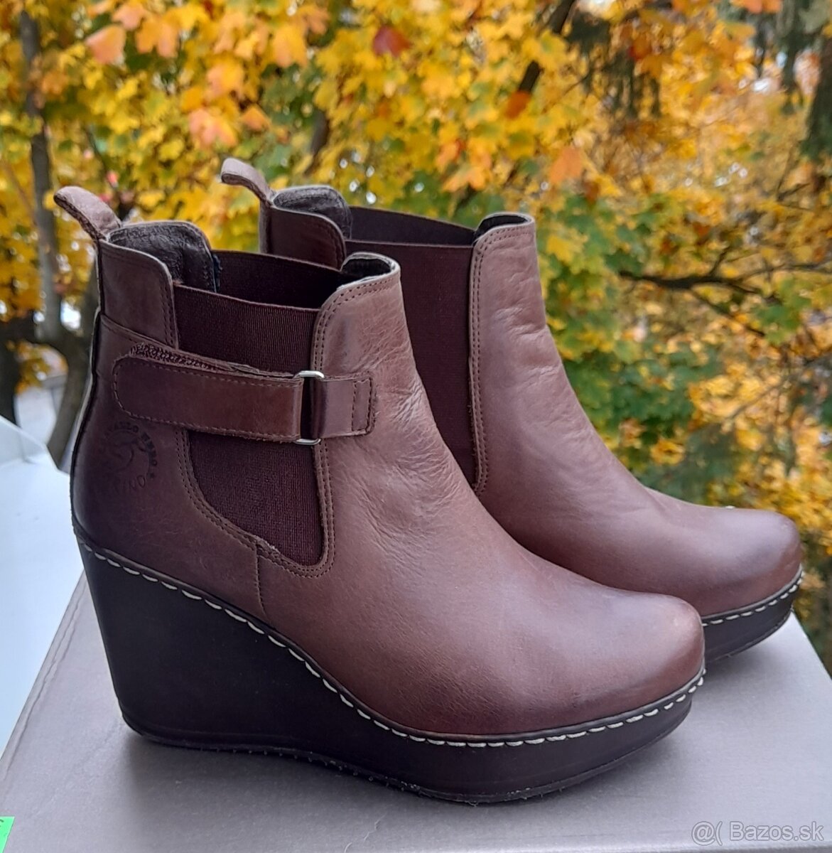 Predam kozene zimne clenkove cizmicky-platformy ,vel.36