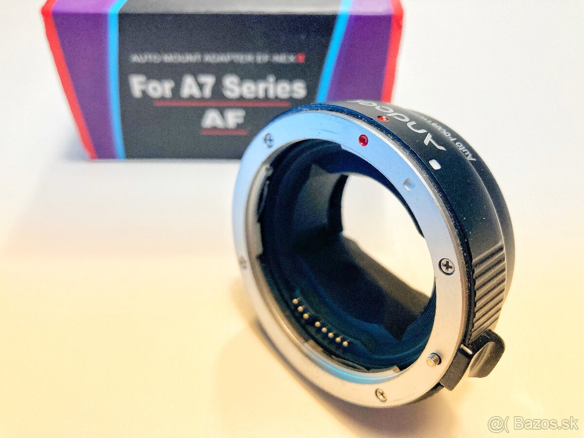 Redukcia z bajonetu Canon EF na Sony E s čipom