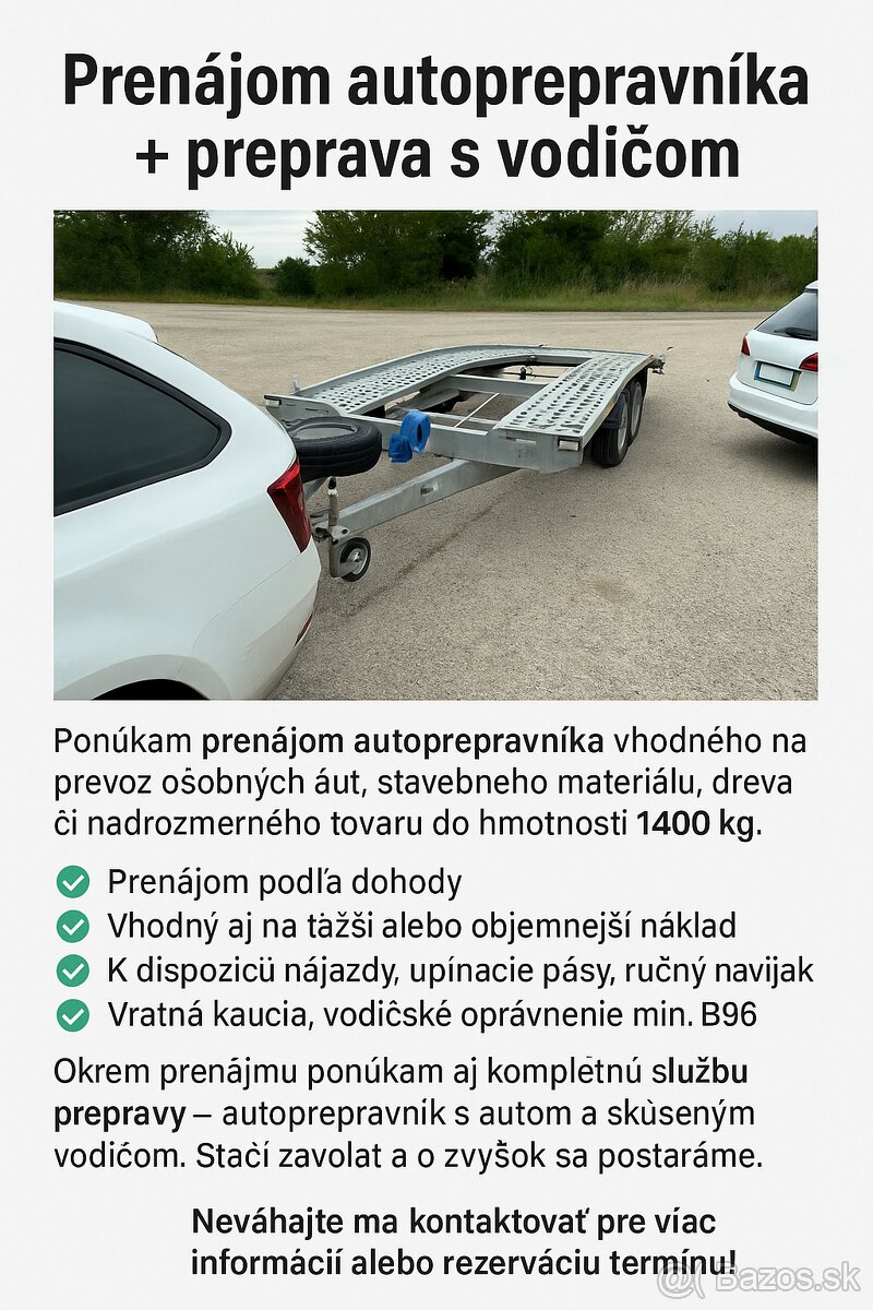Prenájom autoprepravníka + preprava s vodičom