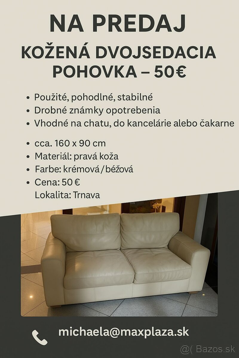 Kožená dvojsedacia pohovka