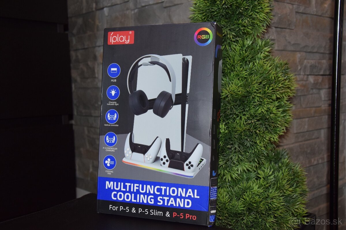 Nabíjací stojan s RGB a chladením pre PlayStation 5 / Slim