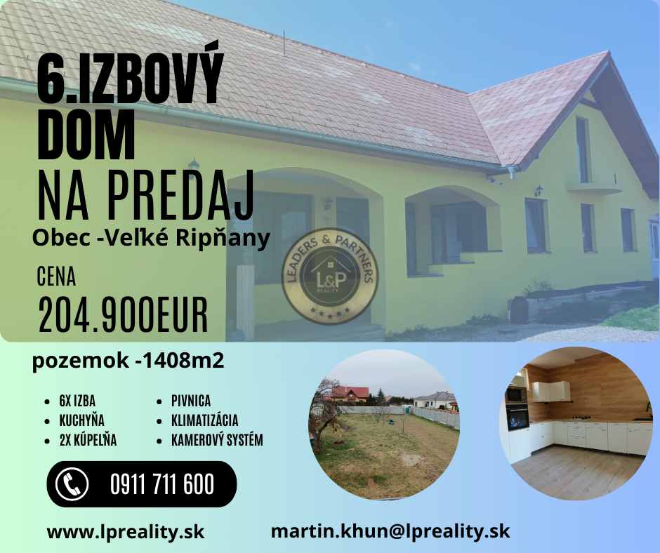 6 izbový dom v obci Veľké Ripňany