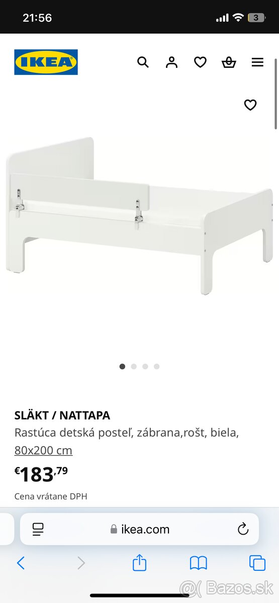 Detská rastuca postel s mateacom Ikea
