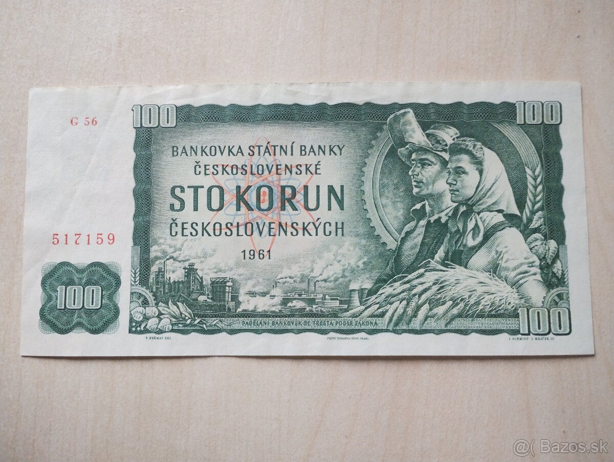 predám starú bankovku 100 korún 1961