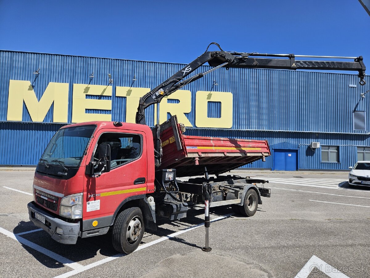 Mitsubishi Fuso Canter 3 stranny sklápač s HR Hiab