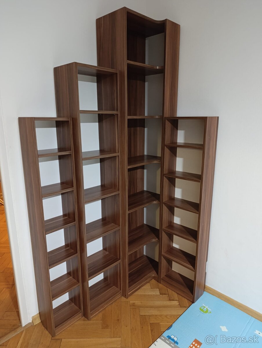 Vysoká rohová knižnica - odtieň orech
