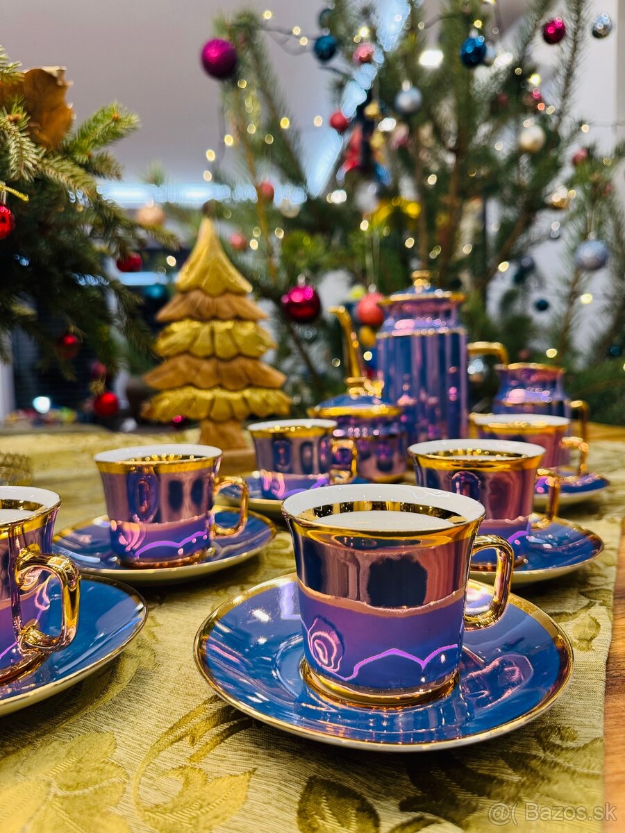 Retro fialová porcelánová súprava Valaská Belá