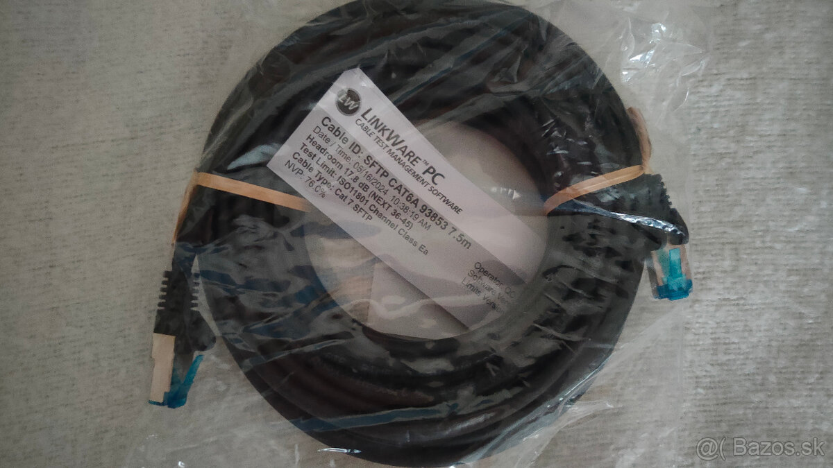 LAN Premiumcord patch kábel S/FTP CAT6A, čierny 7,5m