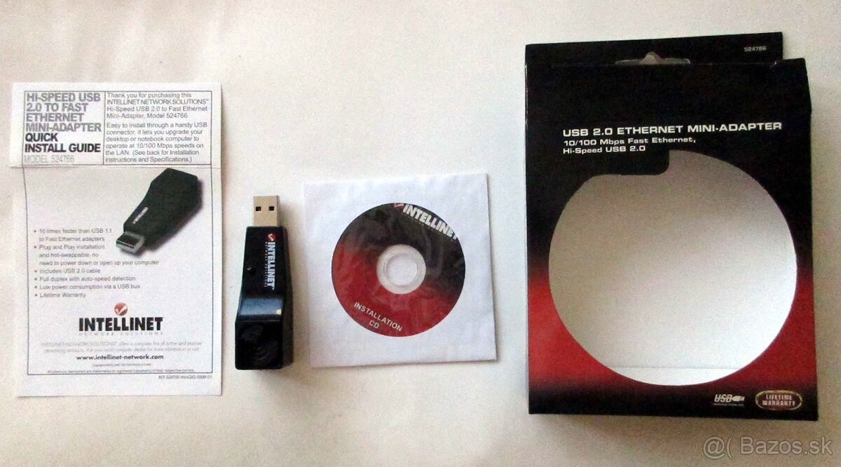 prevodník zo zástrčky USB na internetový kábel LAN (RJ45)