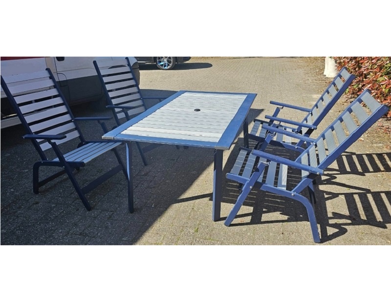 Celohliníkový set stôl so 4x kreslo