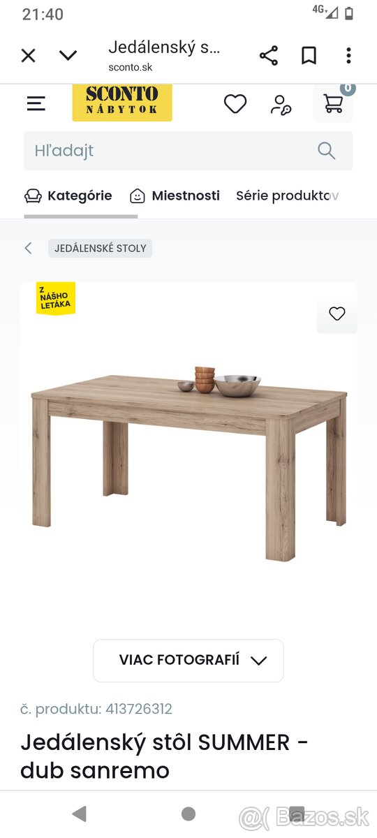 Jedálenský stôl Summer typ AOT01