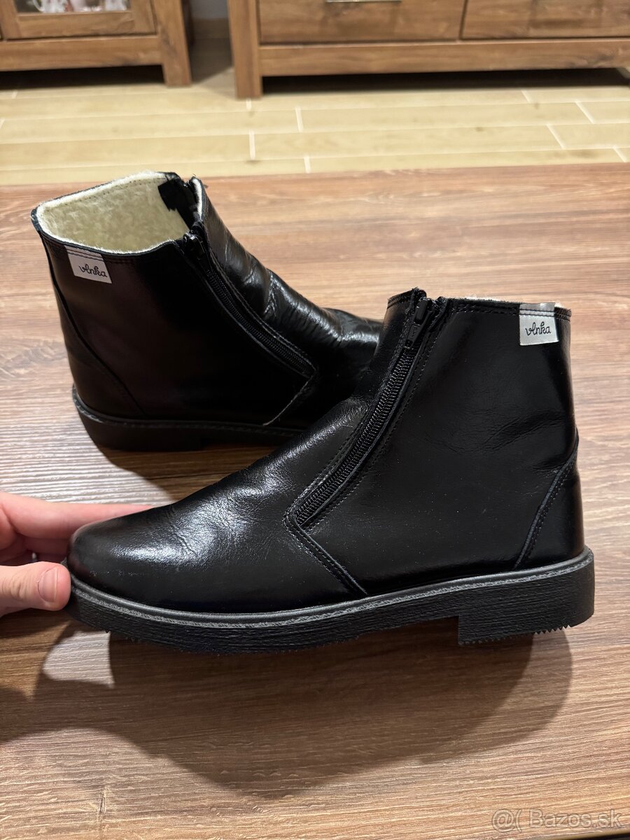 Vlnka pánske ako nové zimné kožené topánky s vnútrom z vlny