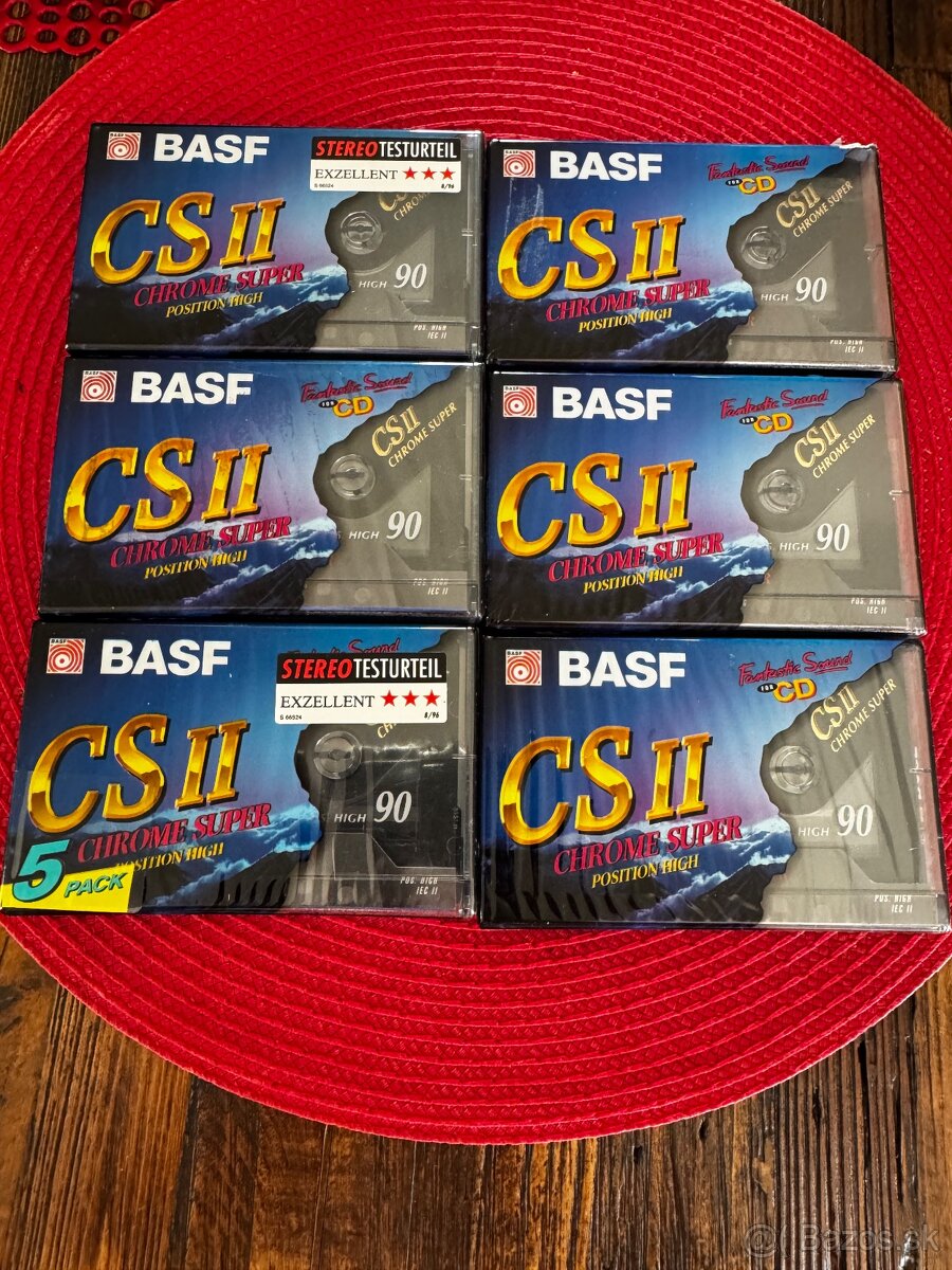 BASF CS II 90 Audiokazety , 6 kusov