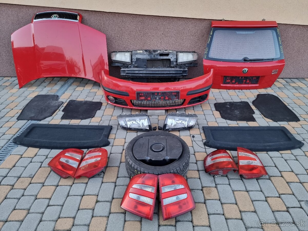 ŠKODA FABIA 1 predný nárazník červenej farby