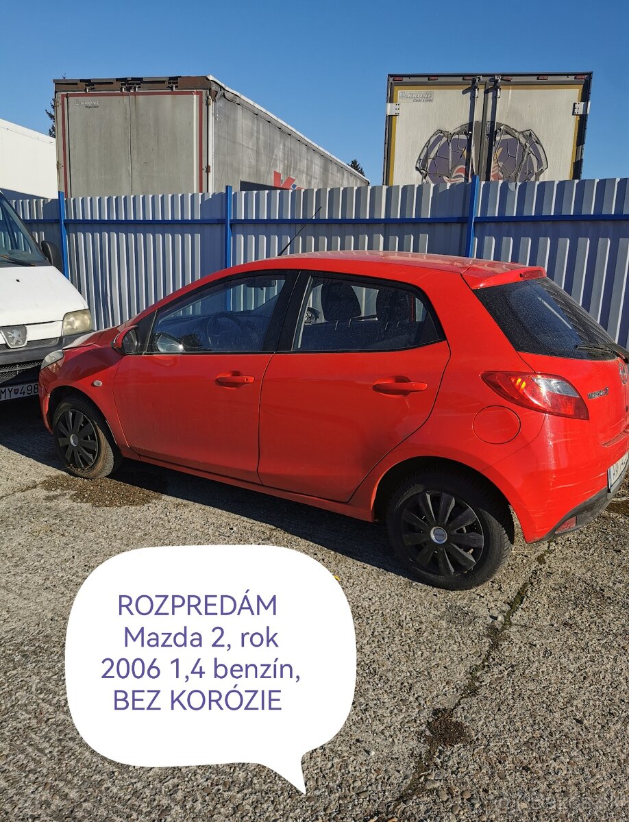 ROZPREDÁM Mazda 2 rok 2007 1.4 benzín