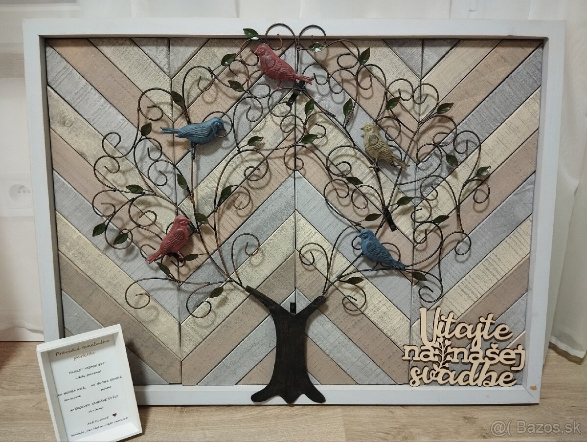 Predam dreveny obraz na zavesenie svadobny strom
