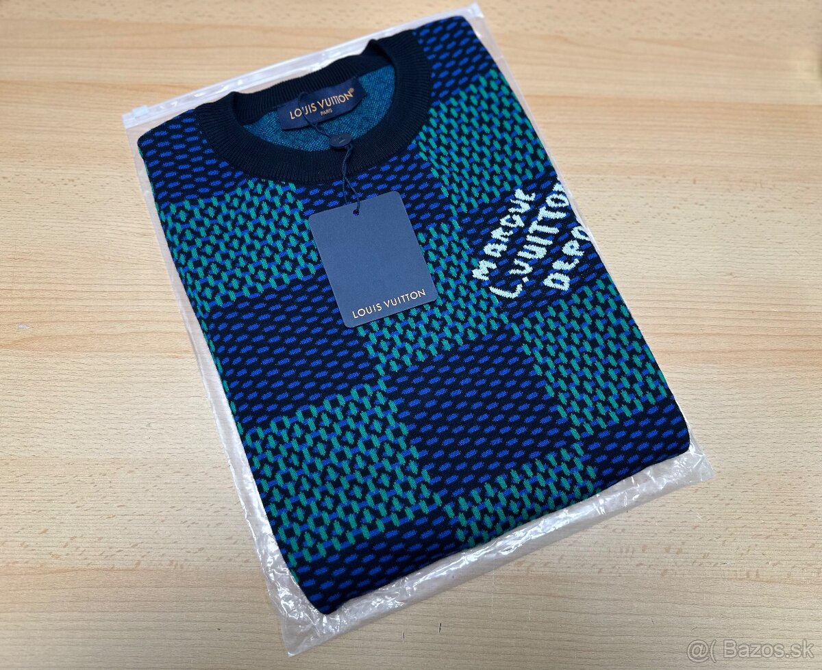 LOUIS VUITTON Jacquard Damier Short-Sleeved Cotton Crewneck