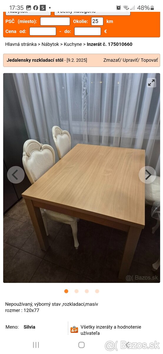 Masívny stôl rozkladací