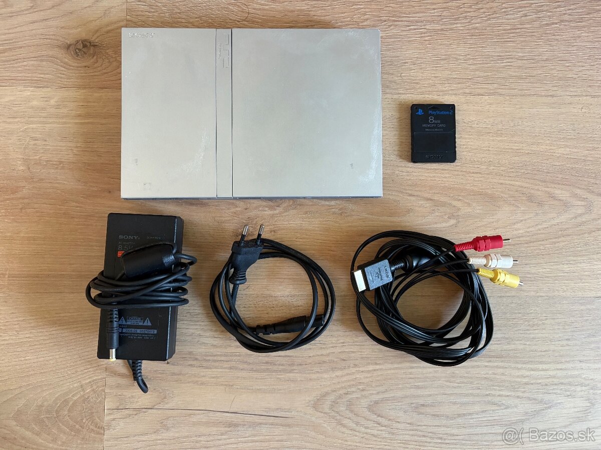 Sony PlayStation 2 Slim Satin Silver + PS2 Memory Card 8MB
