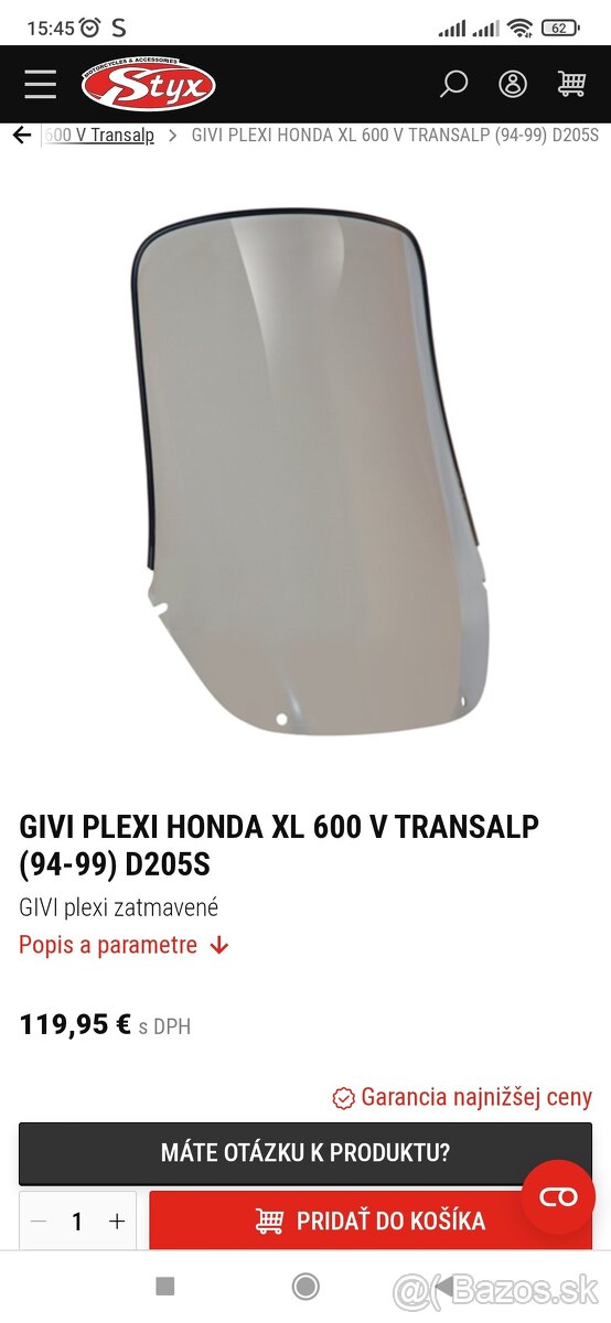 ✴️✴️ Honda transalp -plexi GIVI+deflektor✴️✴️
