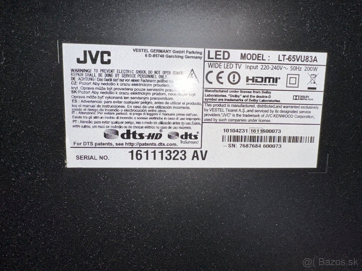 Predám TV JVC 65’’