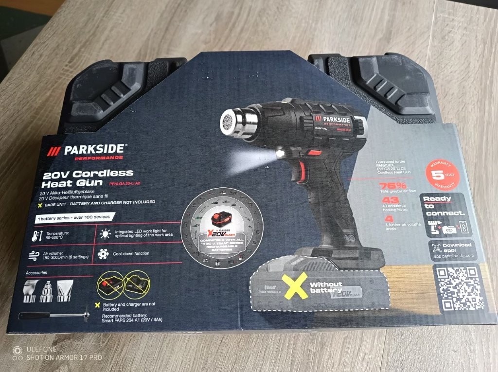 PARKSIDE PERFORMANCE® Aku teplovzdušná pištoľ PPHLGA 20-Li