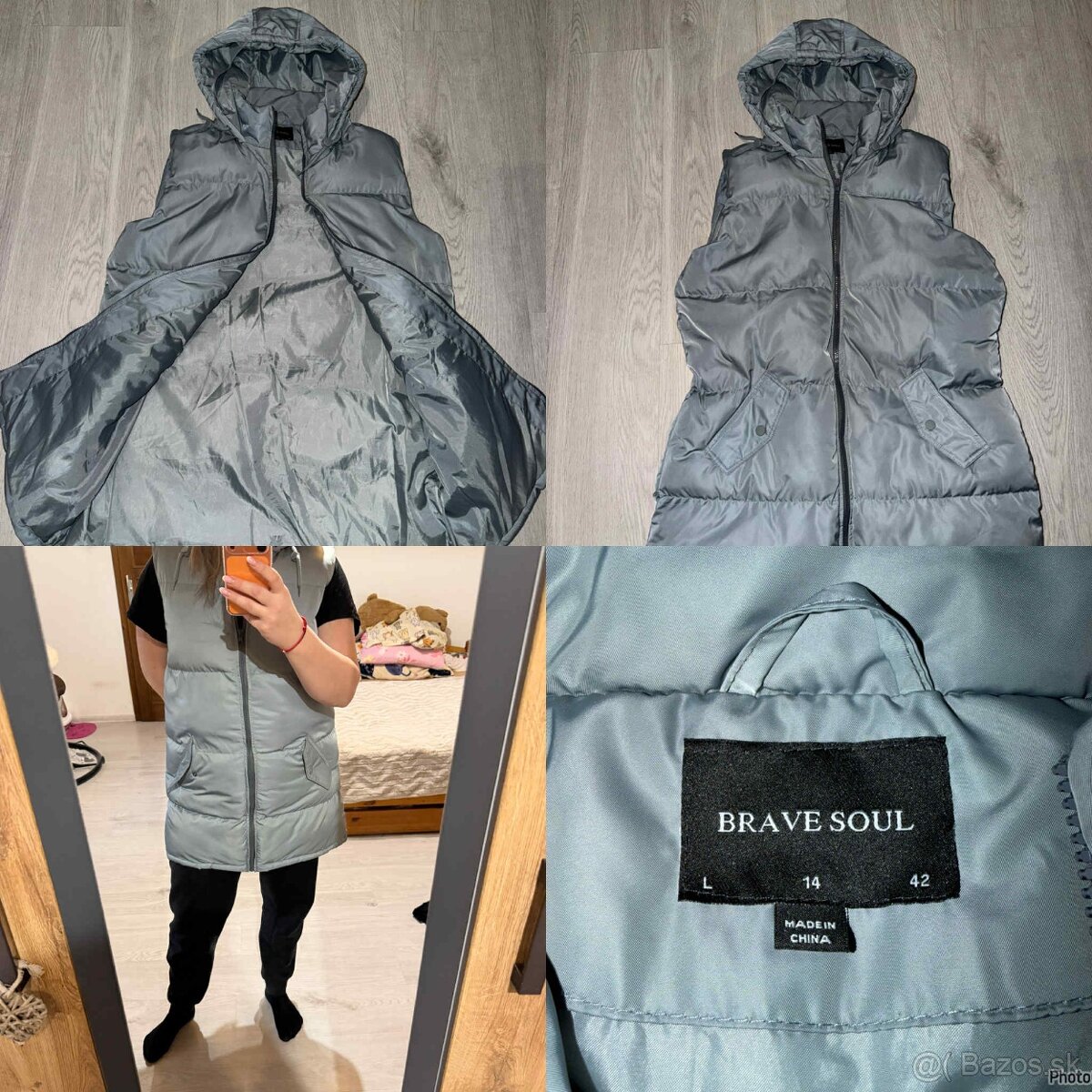 brave soul siva damska zimna predlzena vesta