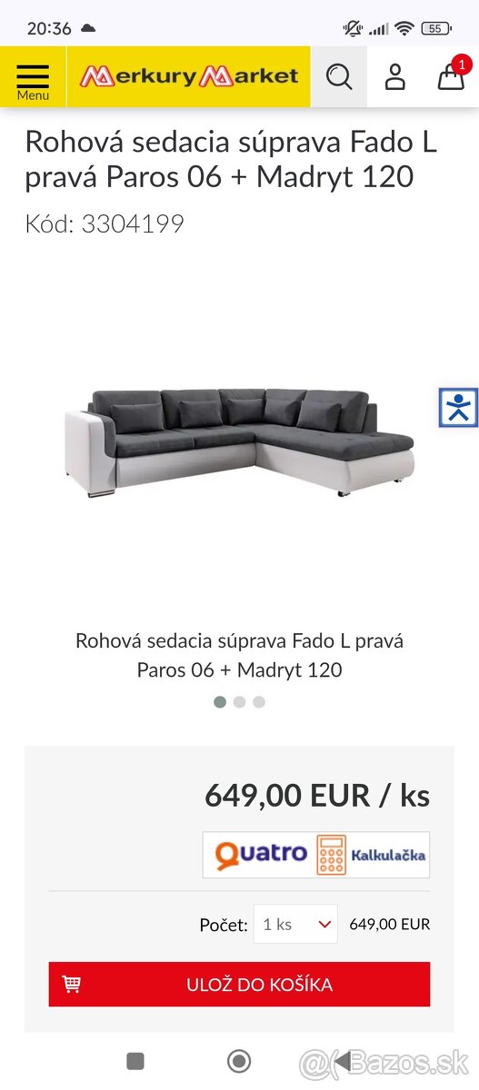 Rohová sedačka Pravý roh