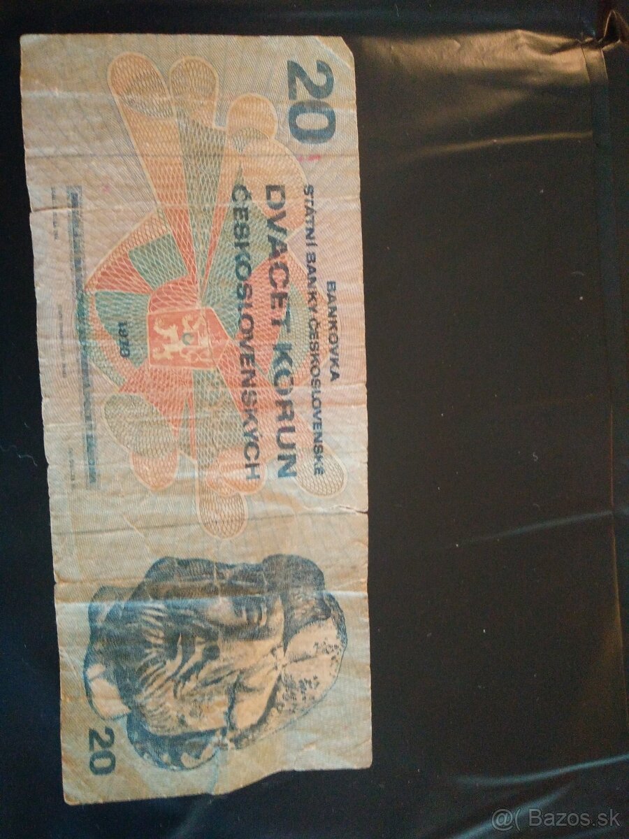 Predám papierovú bankovku - dvadsať korún Československo r.1