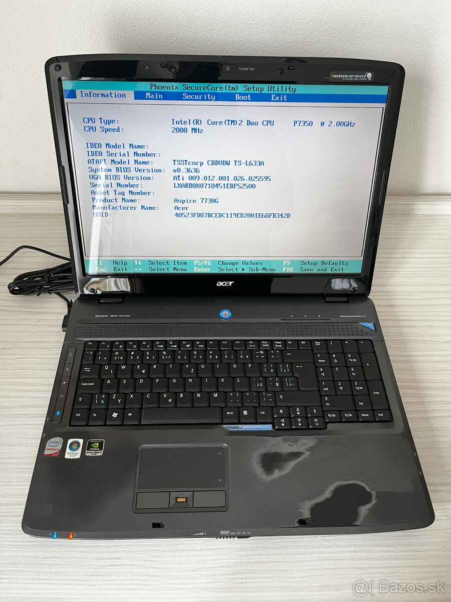 ACER ASPIRE 7730G - Core 2 Duo P7350 / 4GB RAM / HDD