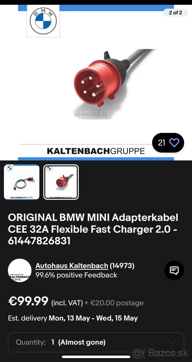 BMW originál kabel k nabijacke na 380V